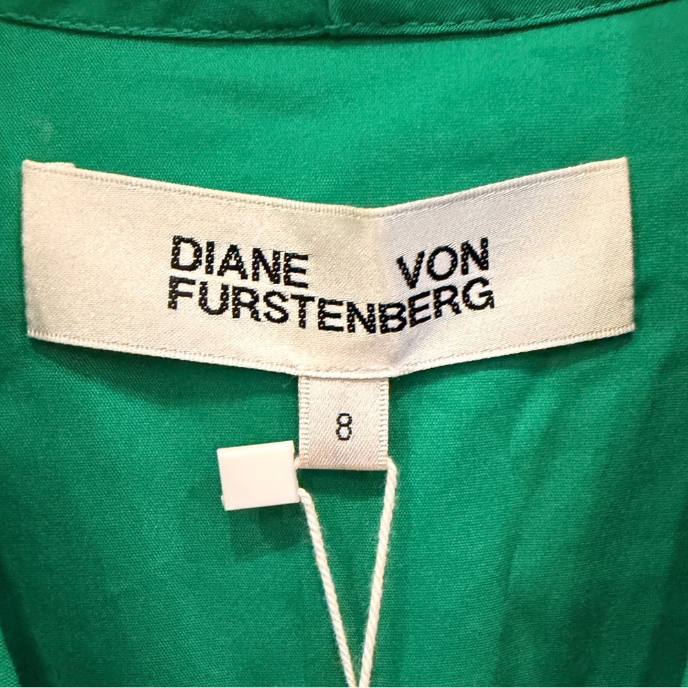 Diane von Furstenberg Darby Dress Signature Green Tiered Midi NWT Size 8 - Picture 2 of 6